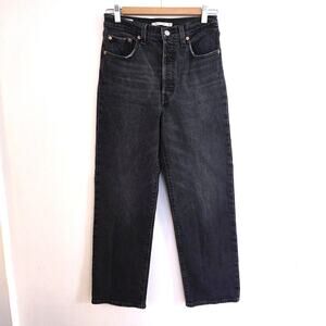 Levi's Premium Ribcage Straight High Rise Black Button Fly Jeans W27 L27